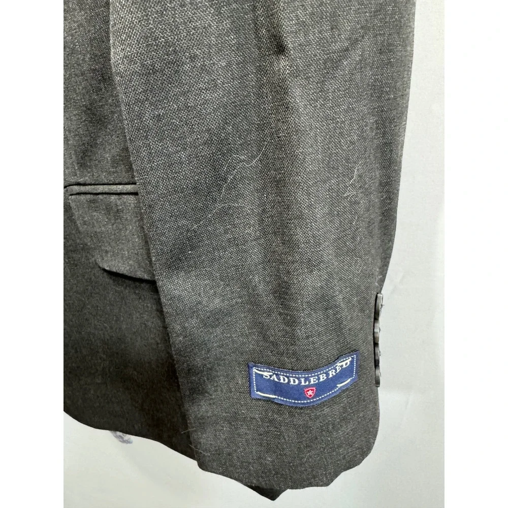 Saddlebred Mens Charcoal Gray‎ 2 Piece Suit 46S Blazer 38x30 Pants with Tie - Picture 8 of 8